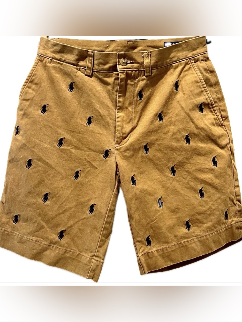 Polo by Ralph Lauren Tan Shorts with Navy Pony Embroidery